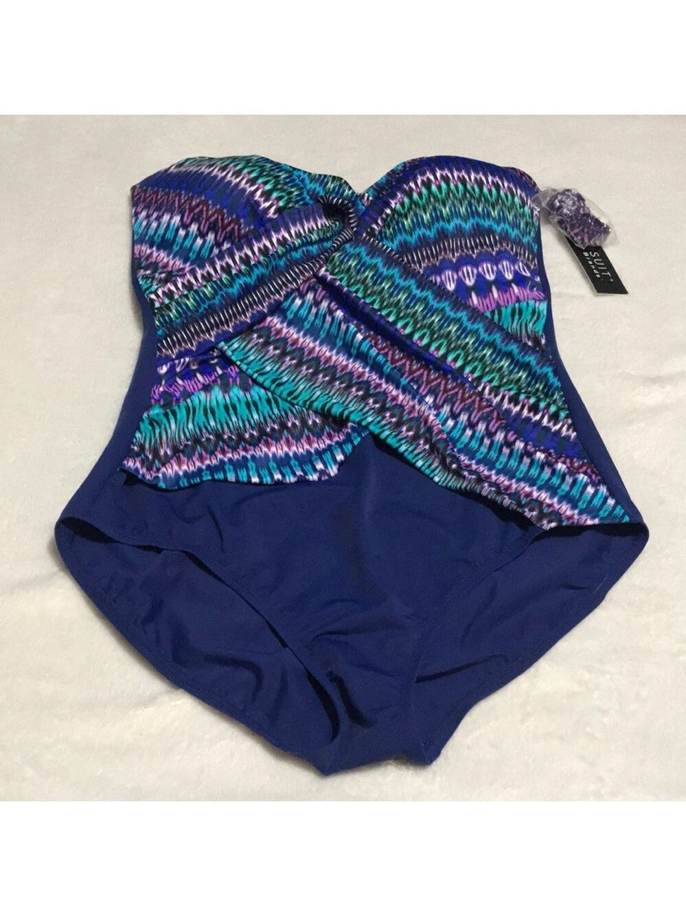 Dreamsuit by Miracle Brands Blue Multicolor One-Piece Swimsuit Sz 14